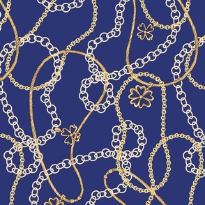 Chains with pendants on royal blue 