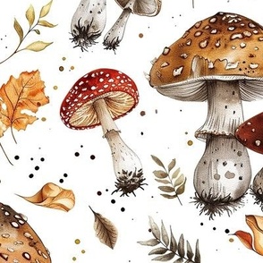 Fall Mushrooms on white