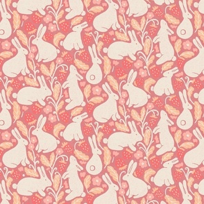 Pink kawaii bunny homesteading farm animals peach pink | Small
