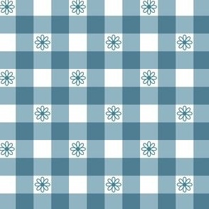 Gingham Light Blue with Daisy