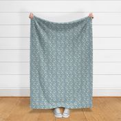 Extra Small Scale Scale Stylised Botanical Turkish Inspired Trailing Floral in Soft Grey Blue and Cream