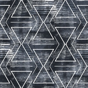Rustic Geometric Textured Diamond - Black, White and Grey