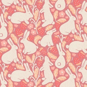 Pink kawaii bunny homesteading farm animals peach pink | Medium