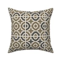 Quatrefoil moroccan tile  in mushroom and oyster brown