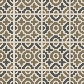 Quatrefoil moroccan tile  in mushroom and oyster brown