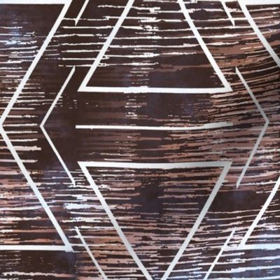 Rustic Geometric Textured Diamond - Warm Brown, Peach and Periwinkle 