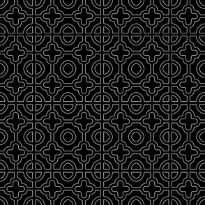 quatrefoil moroccan -  black and white outline 