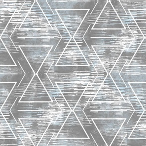 Rustic Geometric Textured Diamond - Grey and Light Blue 