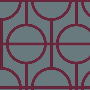 Circles / lattice / modern / maroon  / slate / large scale
