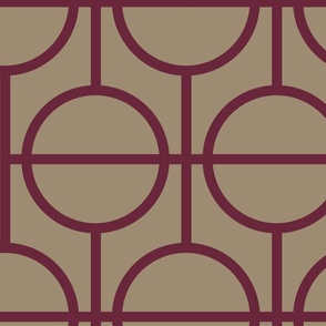 Circles / lattice / modern /maroon   / mushroom / large scale