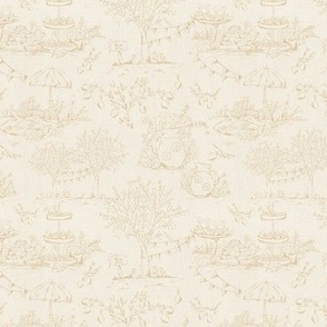 Lemonade Garden Party Toile (Monochrome Beige) (Small Scale)(5.25/6")