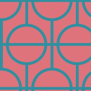 Circles / lattice / modern / teal / rose / large scale