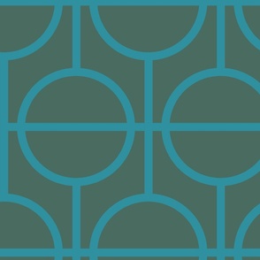 Circles / lattice / modern / teal / pine / large scale