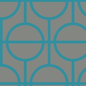 Circles / lattice / modern / teal / pewter / large scale