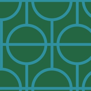 Circles / lattice / modern / teal / emerald / large scale