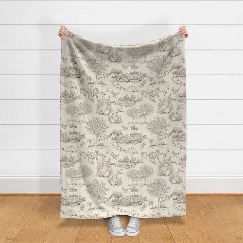 Lemonade Garden Party Toile (Brown and Beige)(Jumbo/Oversized)(24")