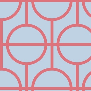 Circles / lattice / modern / rose / sky blue / large scale