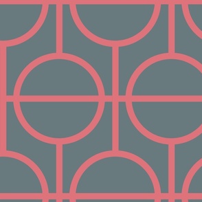 Circles / lattice / modern / rose / slate / large scale