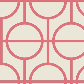 Circles / lattice / modern / rose / cream / large scale