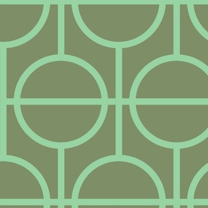 Circles / lattice / modern / light green / sage / large scale