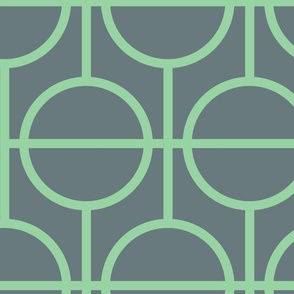 Circles / lattice / modern / light green / slate / large scale