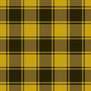 Mustard Yellow and Faded Black Grunge Large Checked Plaid