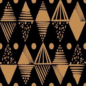 Caribbean Geometric Essence, Black,Mustard Gold, Medium