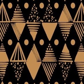 Caribbean Geometric Essence, Black,Mustard Gold, Small 