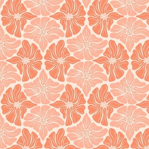 Coral Charm Geometric Funky Flowers - M