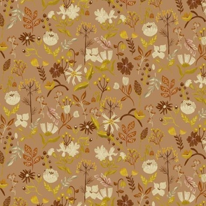 Ochre and terra cotta Woodland and Meadow Florals Medium 