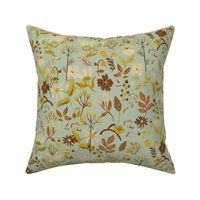 Gray green cream and terra cotta Woodland and Meadow Florals Medium 
