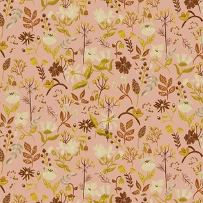 Blush Pink cream and terra cotta Woodland and Meadow Florals medium