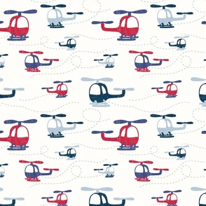 Whirlybird Helicopters in red, white and blue 