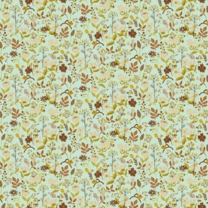 Green gold Cream and terra cotta Woodland and Meadow Florals_ small