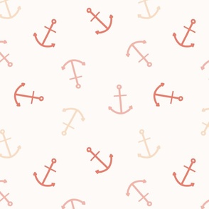 Coral and pink anchors, tossed
