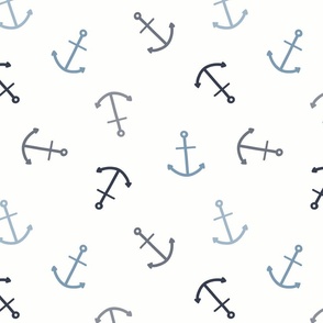 Blue mixed coastal anchors, tossed
