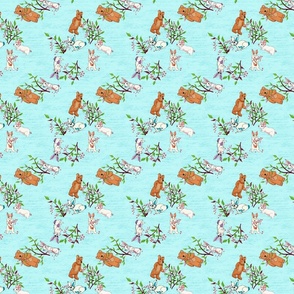 Bunnies, Bears, and Berries 102x Teal Background