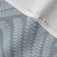 Damask with fern fans light blue / Instinct on muted blue / coastline linen  - small scale