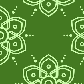 Mandala Flowers Green