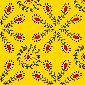 Folk Flowers on Yellow