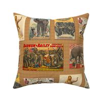 Vintage Circus Elephant Posters on Beige