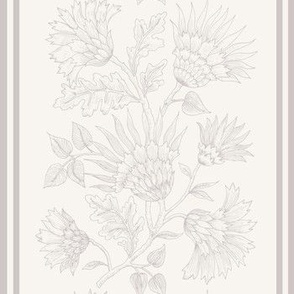 Thistle in Cloudy Silver Taupe and Creamy White