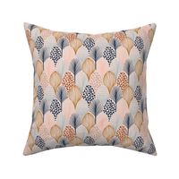 Modern Abstract Scallop - Vibrant Navy & Pink Scallop, Small 