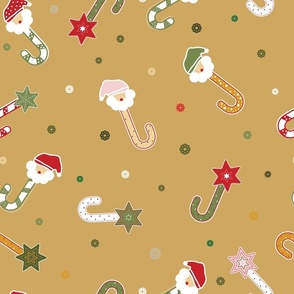 Christmas Candy Canes - Tan - Caramel Brown - Santa Claus - Sugar Cane - Festive - Sweets - Holiday Season - Kids