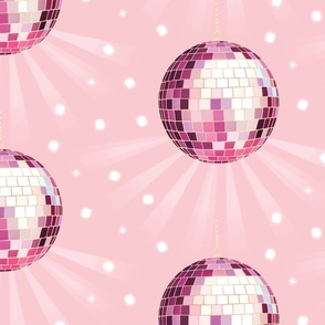 Disco Mirror Ball (M), pastel pink - Party Lights