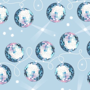 Disco Mirror Ball Garland Loops (M), pastel blue