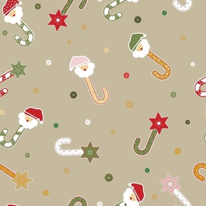 Christmas Candy Canes - Sand Beige - Santa Claus - Sugar Cane - Festive - Sweets - Holiday Season - Kids