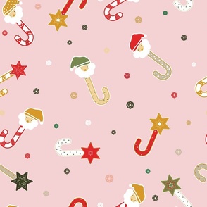 Christmas Candy Canes - Pink - Santa Claus - Sugar Cane - Festive - Sweets - Holiday Season - Kids