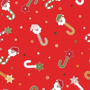 Christmas Candy Canes - Red - Santa Claus - Sugar Cane - Festive - Sweets - Holiday Season - Kids
