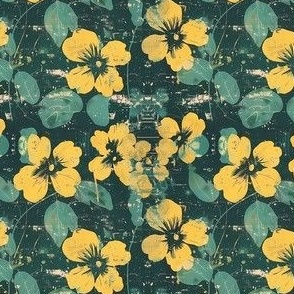 Small Scale Spring Grunge Floral Yellow Flowers